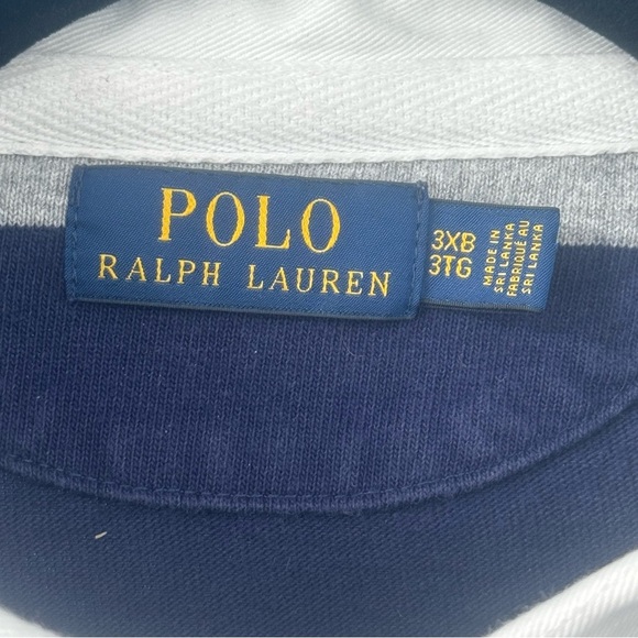 VTG Polo Ralph Lauren Pony Striped Color Block Rugby Long Sleeve Shirt Size 3X - Picture 4 of 4